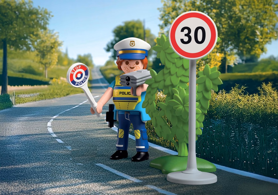 Police officer with speed detector