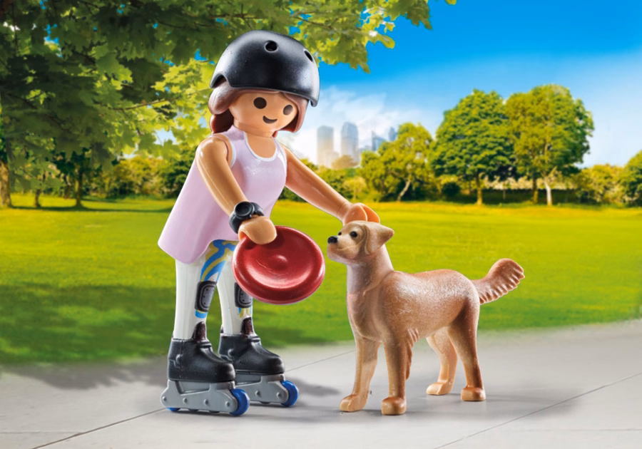 Skater with Retriever